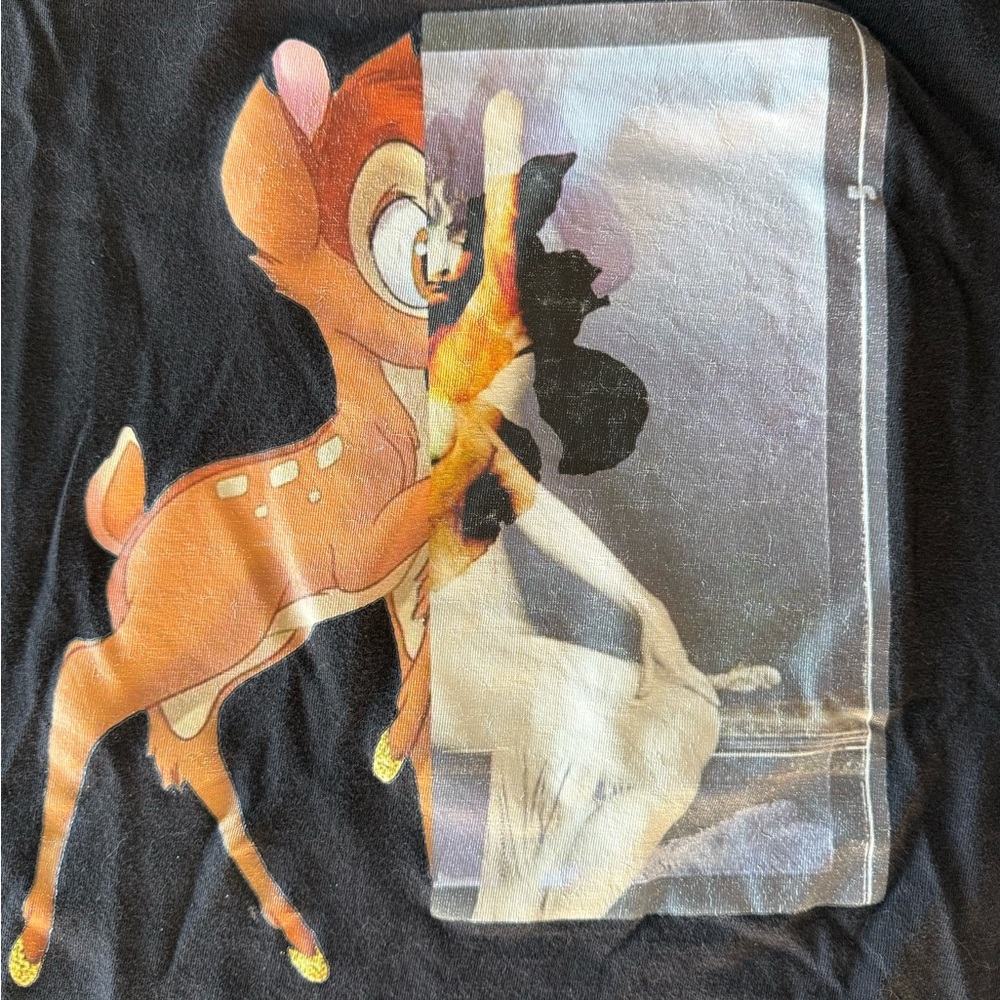 Black Graphic Tee with Bambi Sexy Print- no Brand